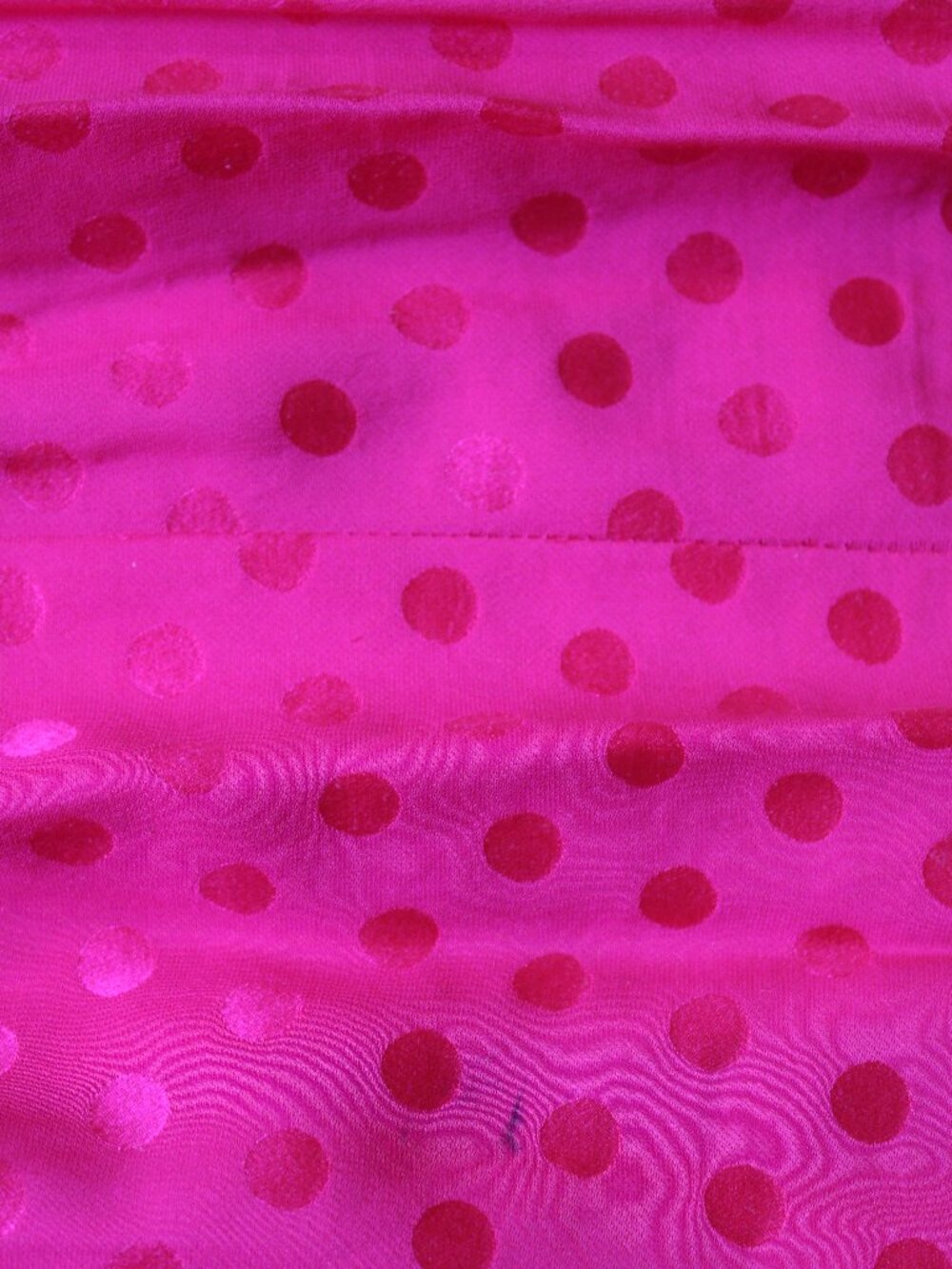 Vintage Liz Claiborne 100% Silk Hot Pink Polka-Dot Long Sleeve Midi Dress - Picture 15 of 16